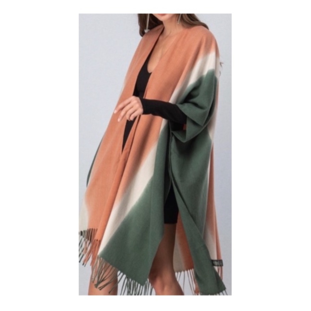ℋ𝒫💐Fringed Boho Dyed Boho Poncho Cardigan - Picture 5 of 13